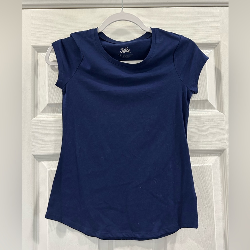 Justice blue shirt